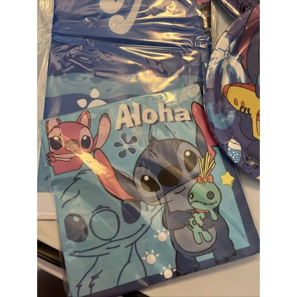 Stitch Party Supplies, 8 Plates, 20 Napkins and 1 Tablecover for Aloha Stitch